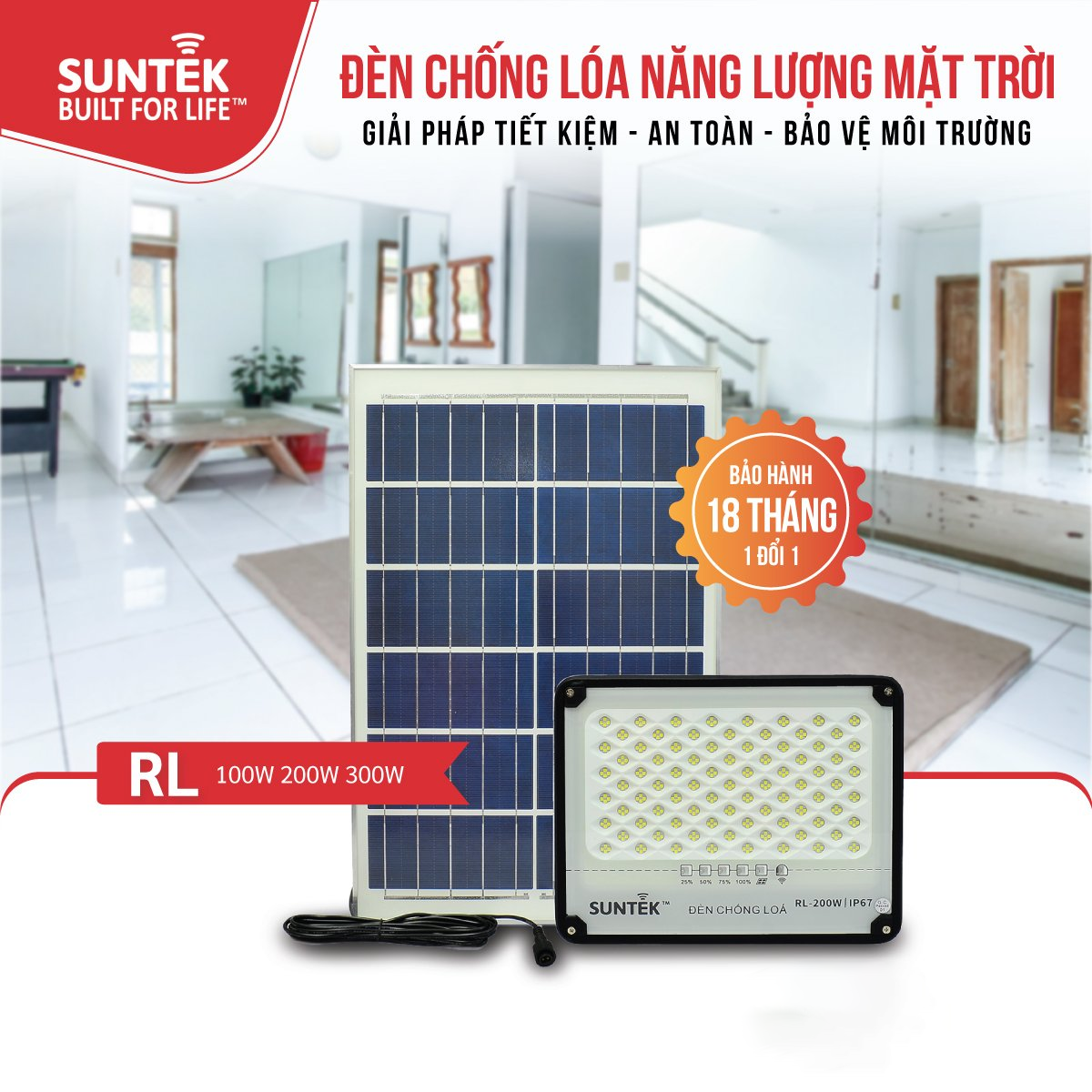 Đèn pha chống lóa năng lượng mặt trời 