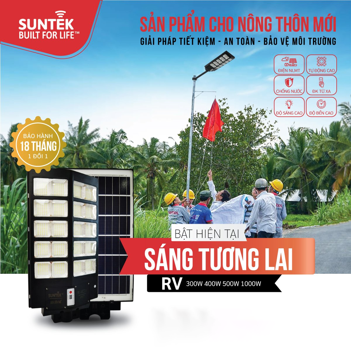 Đèn đường năng lượng mặt trời SUNTEK RV-1000W