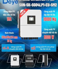 Inverter Hybrid Deye 5kW 1 Pha SUN-5K-SG04LP1-EU-SM2 (New 2025) – Vỏ Nhỏ Gọn, Hiệu Suất Cao